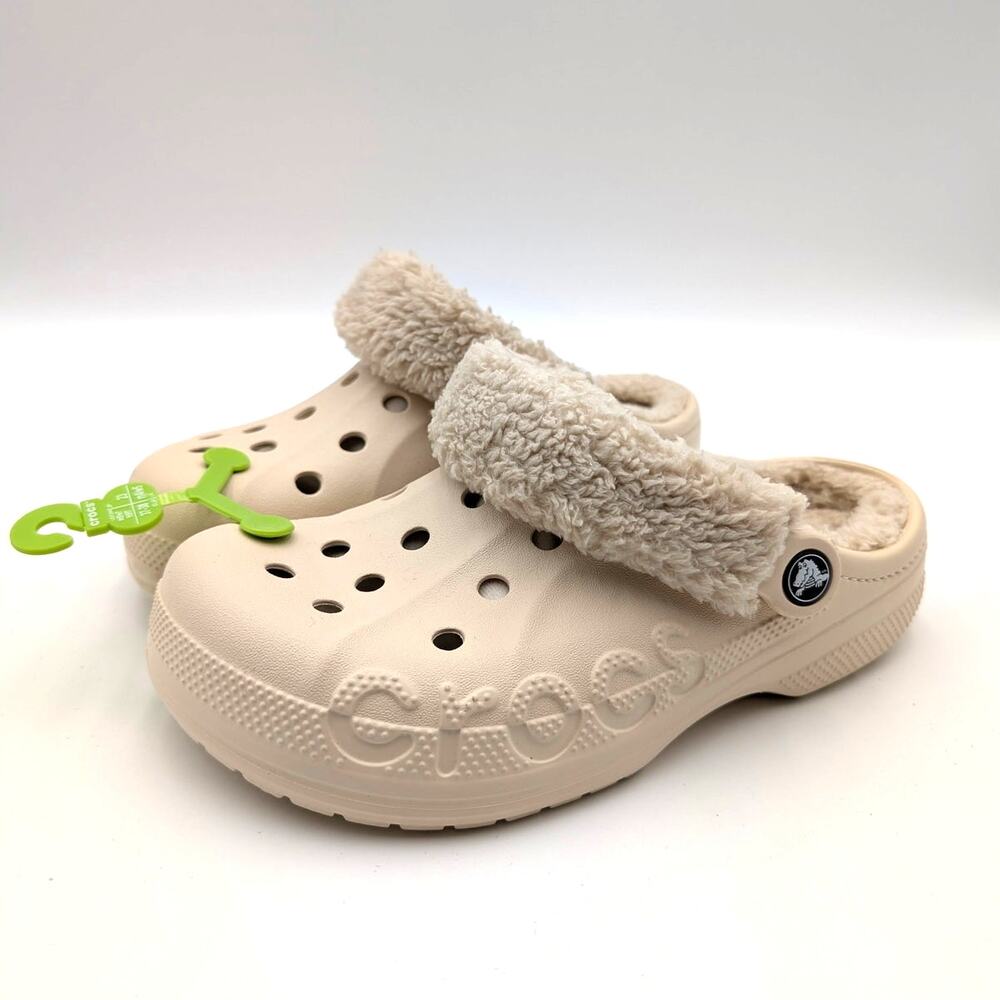 Crocs Baya Lined Fuzz Strap Clogs Unisex Chai Tan Size US W7/M5 EU37.5
